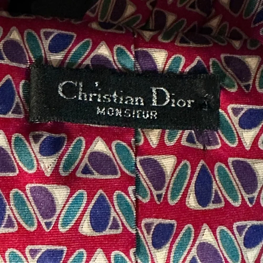 Christian Dior Martini Glasses Silk Tie Red Purple Mid Century Modern Modernist